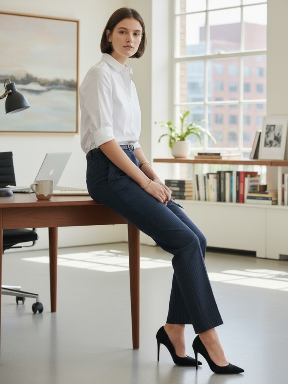 Brooks Brothers Lucia Fit Navy Pinstripe Wool Dress Pants - Size 6 (29 inseam)